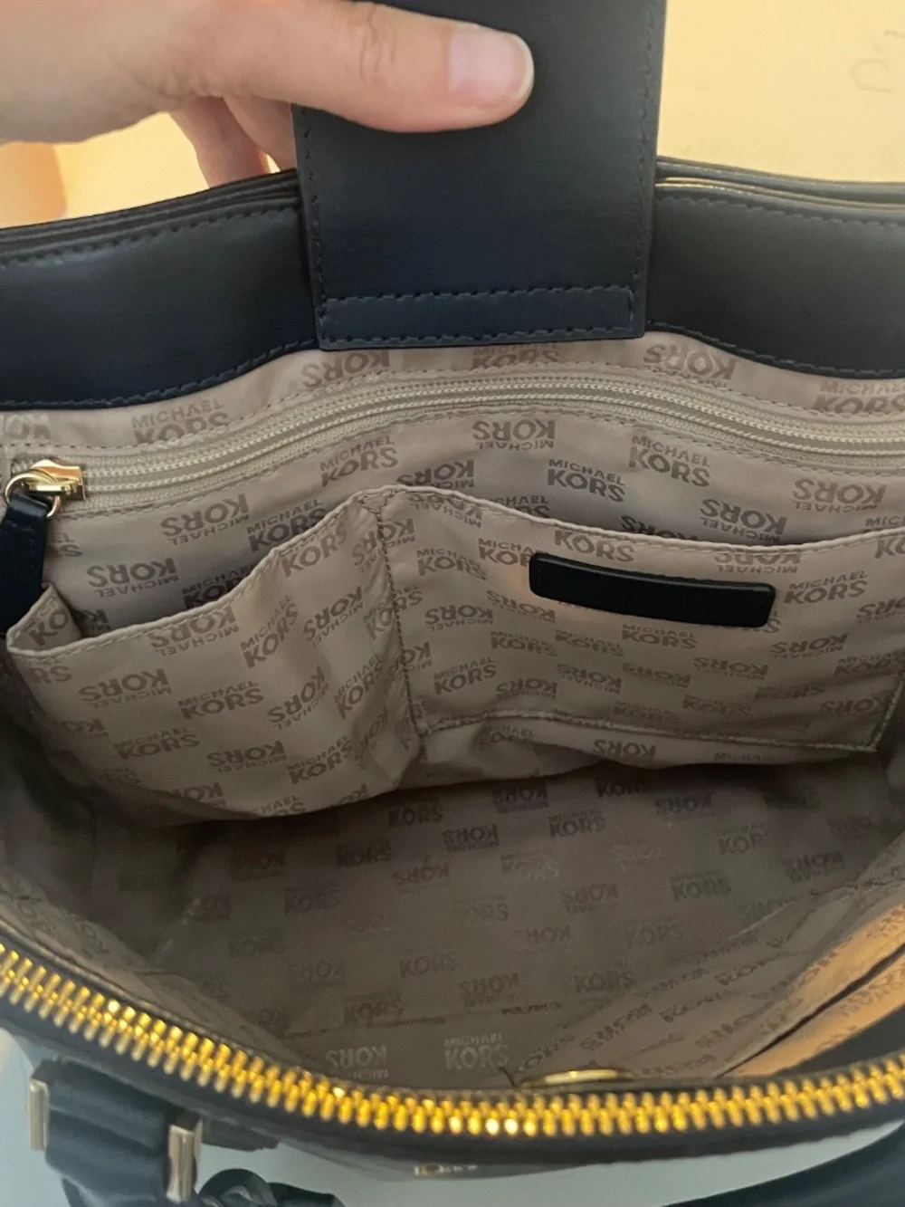 Navy Blue Michael Kors Large Carolyn Tote Satchel
